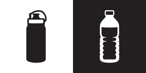Professional Water Bottle Icons Silhouette Vector Illustration
