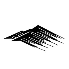 Abstract Mountain Silhouette with Brushstroke Effect in Black and White