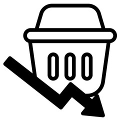  Basket, shopping, down, crisis, recession Icon, Solid style icon vector illustration, Suitable for website, mobile app, print, presentation, infographic and any other project.