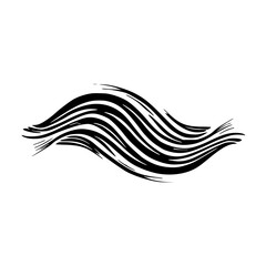 Abstract Brushstroke Waves: Black & White Design Element