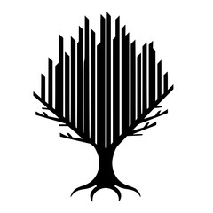 Abstract Tree Silhouette: Modern Minimalist Logo or Icon Design