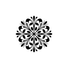 Elegant Black Floral Mandala on Cream Background