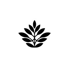 Elegant Black Leaf Silhouette on White: Minimalist Logo Design