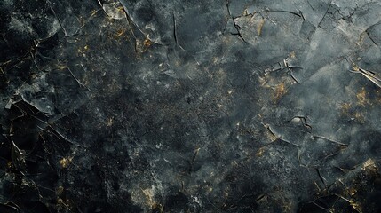 Dark gray textured background with gold flecks.