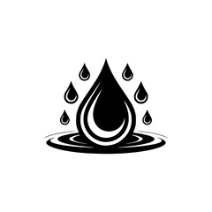 Minimalist Water Drop Logo: Black & White, Vector Illustration