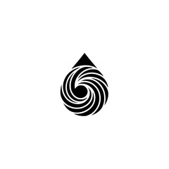 Minimalist Black Swirl Drop Logo Design for Energy or Water.