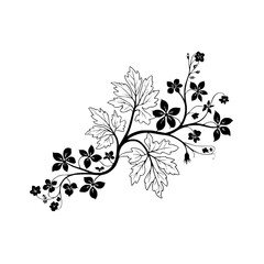 Elegant Floral Vine Silhouette - Black and White Illustration