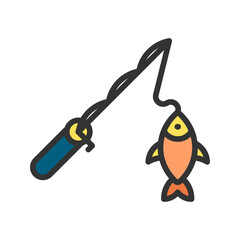 Fishing icon vector image. Suitable for mobile apps, web apps and print media.