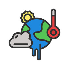 Global Warming icon vector image. Suitable for mobile apps, web apps and print media.
