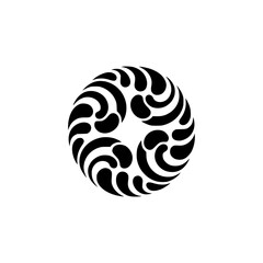 Circular Abstract Swirl Pattern, Decorative Black and White Design