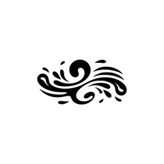 Elegant Black Swirls and Water Droplets Design on White