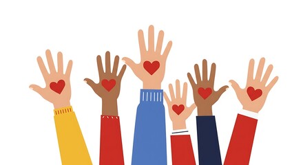 Hands hearts volunteer community support charity donation social work concept