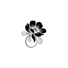 Elegant Black Floral Silhouette on White Background