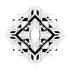 Fototapeta premium Geometric Art Deco Diamond Ornament - Black and White Minimalist Design