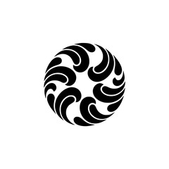 Circular Floral Pattern, Black and White, Elegant Design