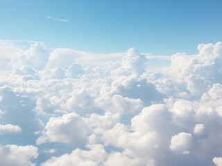 Scattered clouds white patches clear blue sky intervals breaking through