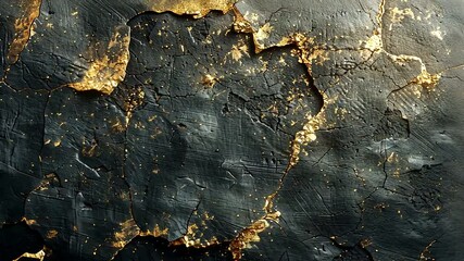 Cracked gold leaf texture, dark background, design element - Powered by Adobe