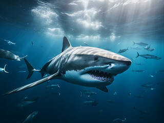 Fototapeta premium Shark's magnetic sense guiding precise navigation, showing its natural instinct in action