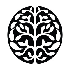 Brain as a Tree with Roots, Growth of Knowledge and Mind Concept Vector