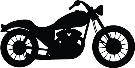Cruiser motorcycle vector art work silhouette black