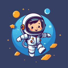 Astronaut Boy Mascot logo galaxy