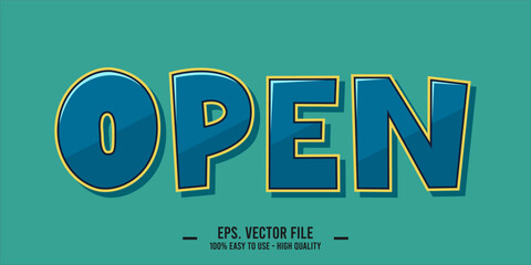 typography OPEN word art illustration, editable text effect