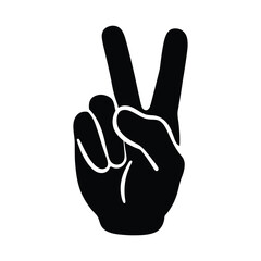 Obraz premium Black Hand Making Peace Sign or Victory Gesture Vector Illustration
