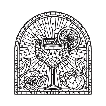 stained glass margarita cocktail with citrus clip art preview