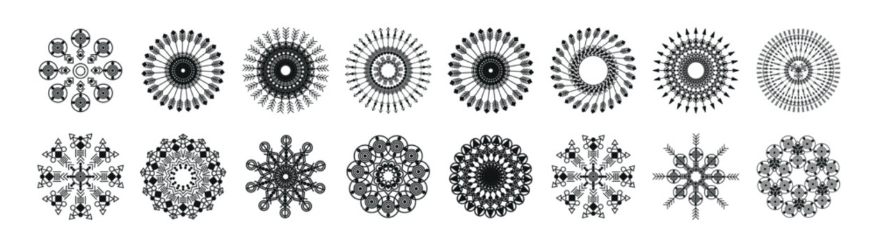Tribal mandala set. black set bundle Black and white mandala vector element