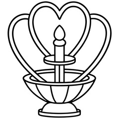 Minimalist Heart Fountain Line Art