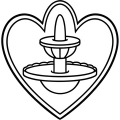 Minimalist Heart Fountain Line Art