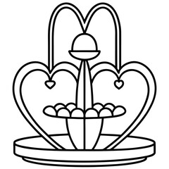 Minimalist Heart Fountain Line Art