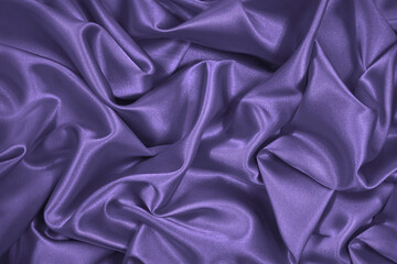 Blue Purple Lilac Silk Satin Fabric – Luxurious Soft Shiny Textile Background with Wavy Folds and Gentle Light Gradient in Lilac and Blue Tones