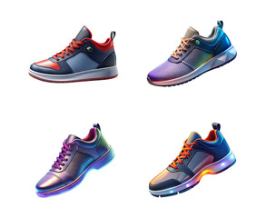 Gaming sport shoes set of shoes isolated on transparent background