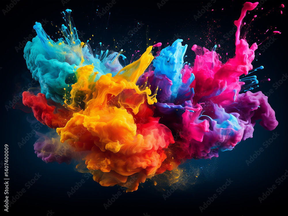 Poster splashed light bright paint throwing bold energy creating dynamic contrast adding