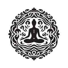 Fototapeta premium Meditative silhouette amidst stylized ornamental mandala design element