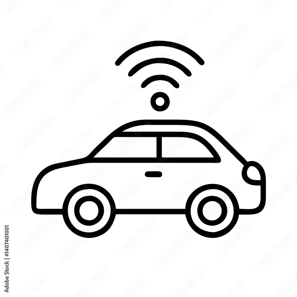 Poster smart car with wifi connection vector icon autonomous vehicle technology automotive design element