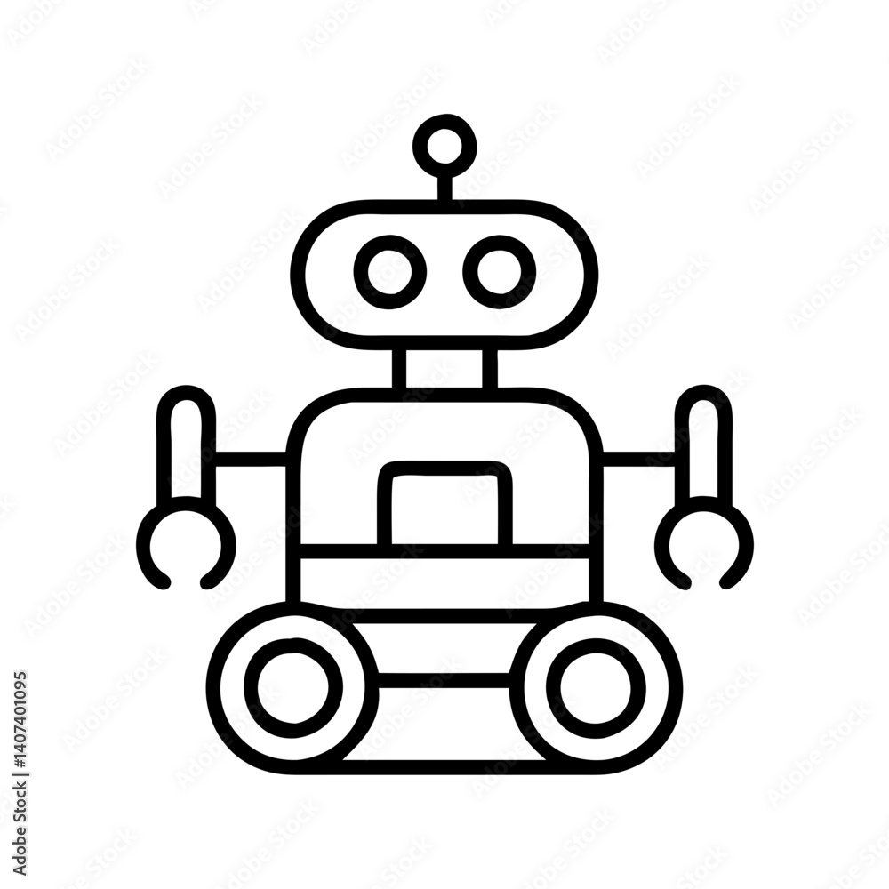 Poster outline robot vector illustration for robotics technology ai and automation related designs and proj