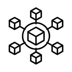 Decentralized network diagram blockchain technology connection hub data distribution system icon vector