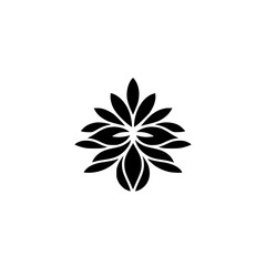 Black Floral Logo on White: Elegant Design, Minimalism, Botanical Aesthetic