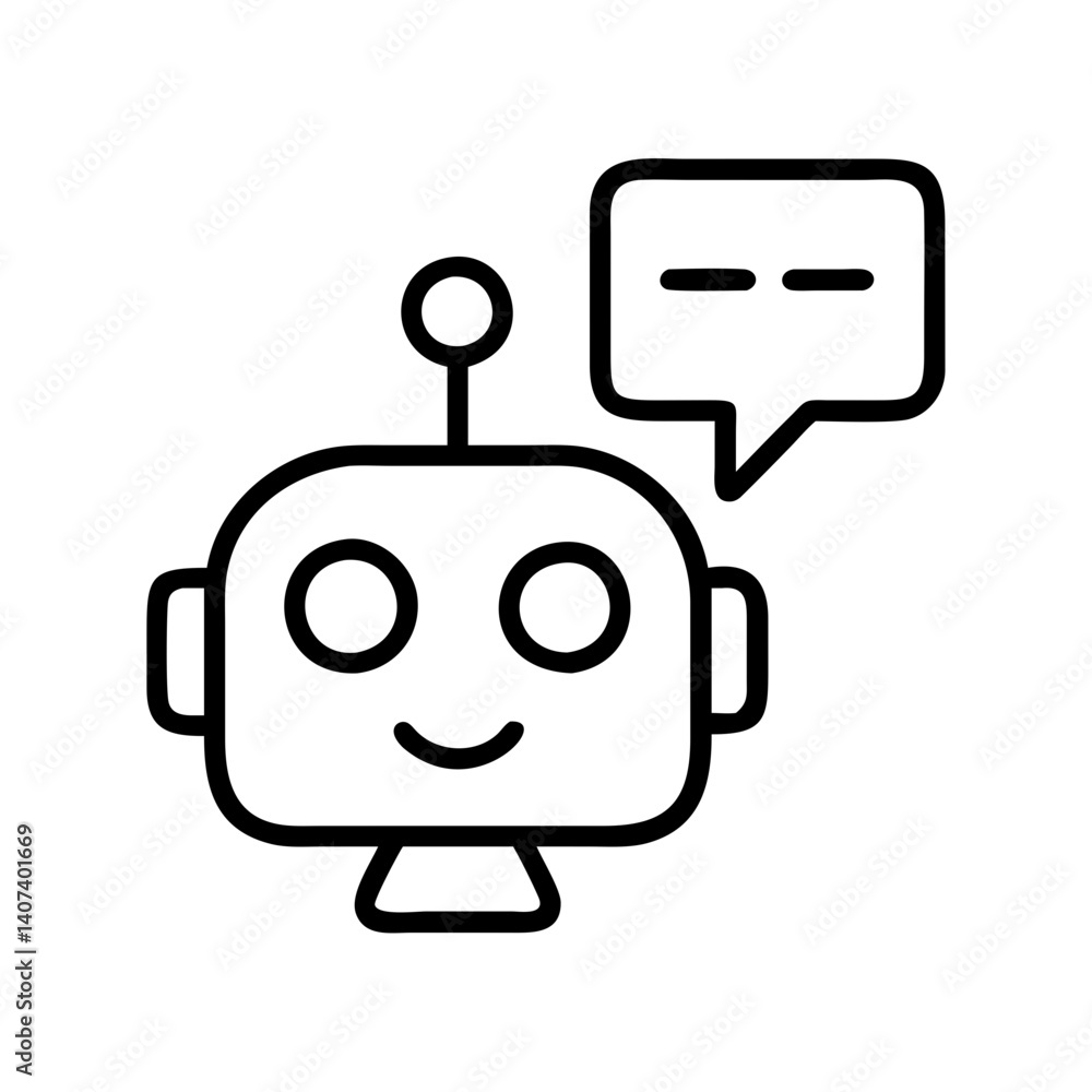 Poster cute robot chatbot icon vector illustration for ai artificial intelligence technology design