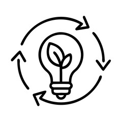 Eco friendly idea lightbulb with recycle arrows for green energy and sustainability concept