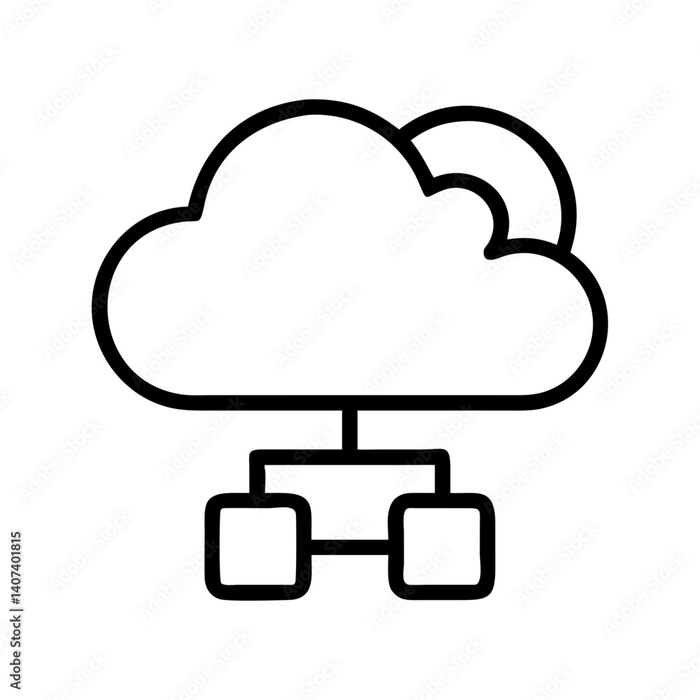 Poster cloud computing network diagram vector illustration for data storage and processing services