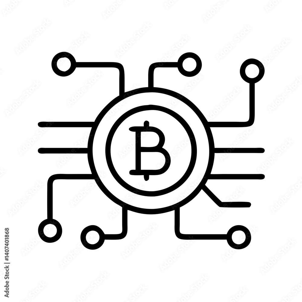 Aufkleber bitcoin blockchain technology concept for cryptocurrency digital money and network security