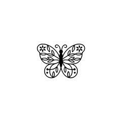 Minimalist Butterfly Vector Illustration with Floral Wing Details