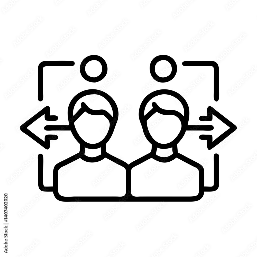 Poster peer to peer collaboration and communication icon for business and social interaction design vector