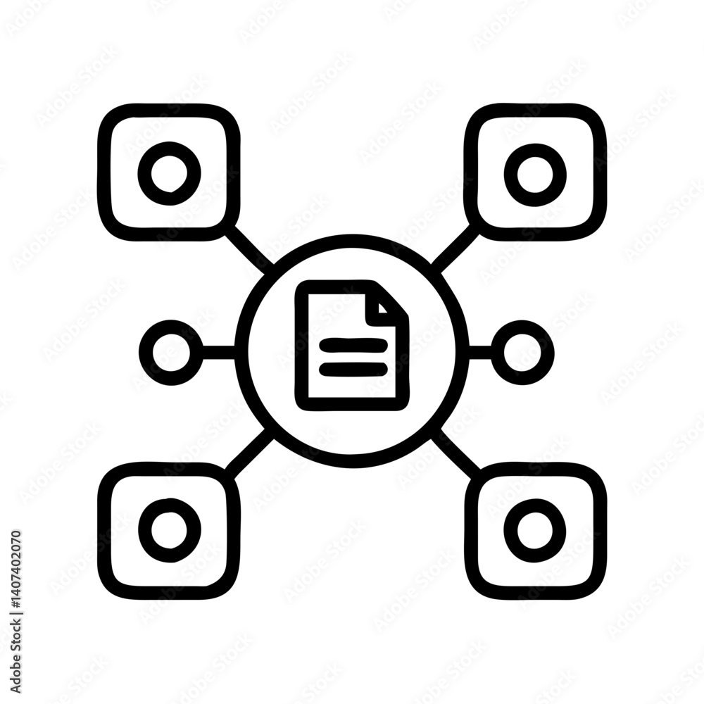 Poster file sharing network diagram icon vector illustration for data transfer and connectivity concept