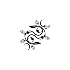 Obraz premium Elegant Floral Ornament in Black and White, Vector Graphic