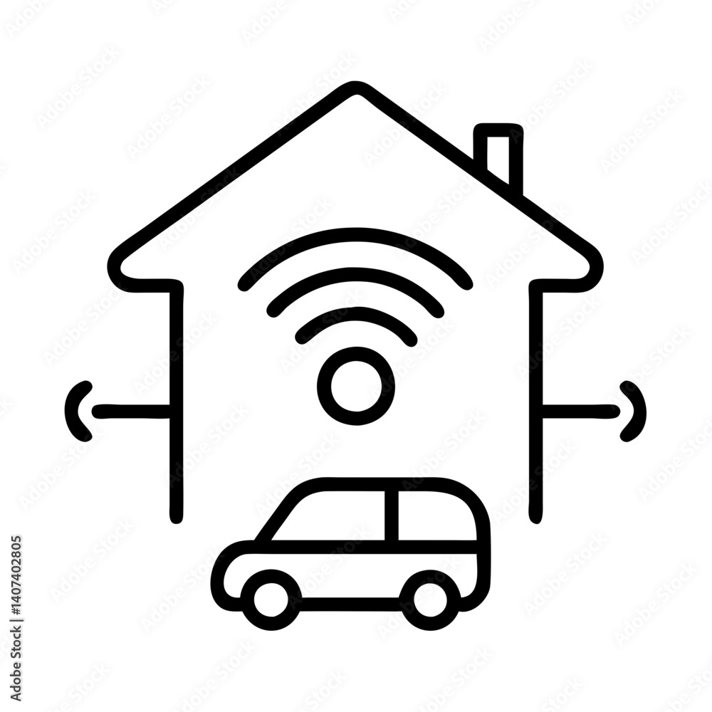 Poster smart home automation system with car connectivity and wifi network for iot devices setup