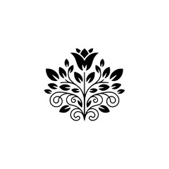 Elegant Black Floral Emblem on White Background
